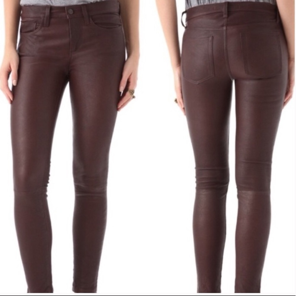 Joe's Jeans Maroon Coated Skinny Jeans 26